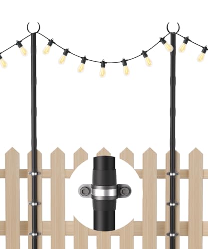 Tigerden 3 m lange Lichterkette für Zaun und Deckgeländer, Außenlichtständer mit Zaunhalterungen, robuste Metallstangen für Hinterhof, Garten und Terrasse, Partybeleuchtung, rostfrei und verstellbar Tigerden 3 m lange Lichterkette für Zaun und Deckgeländer, Außenlichtständer mit Zaunhalterungen, robuste Metallstangen für Hinterhof, Garten und Terrasse, Partybeleuchtung, rostfrei und verstellbar von Tigerden