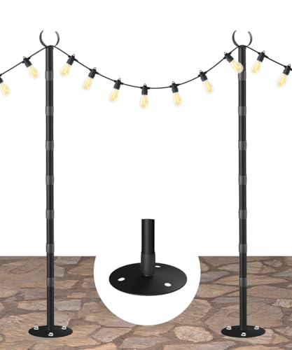 Tigerden 3 m lange Lichterkette für harte Oberflächen, Außenlichtständer für Hinterhof, Garten und Terrasse, Partybeleuchtung, robuste Metallstangen mit wasserdichter Oberfläche, rostfrei und von Tigerden