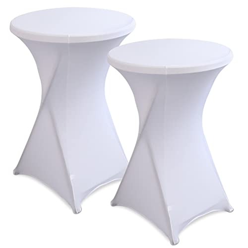 Stretch Stehtischhusse 2 Stück Hussen für Stehtische Ø 80-85 cm Elegante Waschbare Tischdecke für Bar Geburtstagsfeier Hochzeit Bistrotische 80×110cm(Weiß) von Tigerkinwit