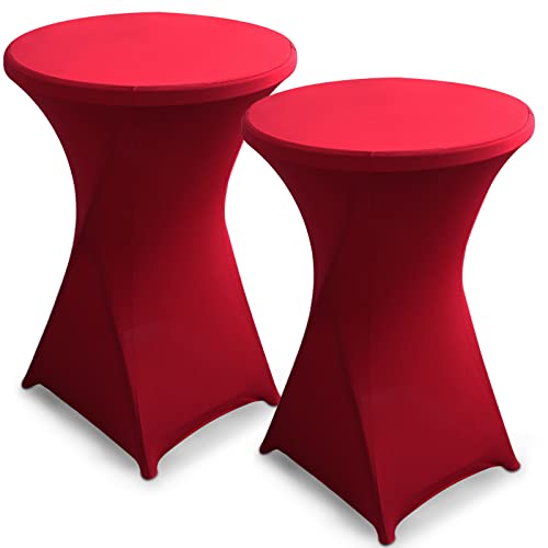 Tigerkinwit Stretch Stehtischhusse 2 Stück Tischhusse rund Husse für Stehtische Ø 80-85 cm Elegante Waschbare Tischdecke für Bar Geburtstagsfeier Hochzeit Bistrotische 80×110cm (Rot, 2 pcs) von Tigerkinwit