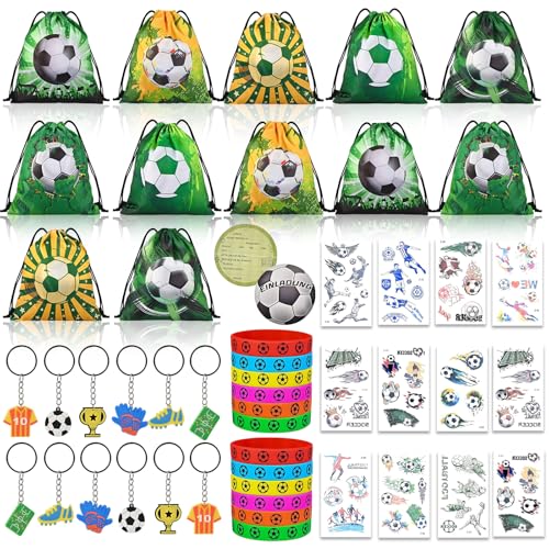 Tigvio 60 Stück Fußball Mitgebsel Fußball Party Mitgebsel Kindergeburtstag mit Kordelzug Taschen Einladungskarten Silikonarmband Schlüsselanhänger Aufkleber für Fussball Geschenke Jungen Mädchen Tigvio 60 Stück Fußball Mitgebsel Fußball Party Mitgebsel Kindergeburtstag mit Kordelzug Taschen Einladungskarten Silikonarmband Schlüsselanhänger Aufkleber für Fussball Geschenke Jungen Mädchen von Tigvio