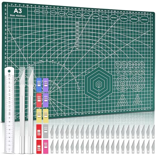 Tigvio Schneidematte, Bastelmesser Skalpell Set, Schneidematte A3 Schneidebrett Basteln, Skalpell Basteln Bastelmesser für Scrapbooking, 2 Skalpell mit 42 Skalpell Klingen Bastelskalpell Exacto Knife Tigvio Schneidematte, Bastelmesser Skalpell Set, Schneidematte A3 Schneidebrett Basteln, Skalpell Basteln Bastelmesser für Scrapbooking, 2 Skalpell mit 42 Skalpell Klingen Bastelskalpell Exacto Knife von Tigvio