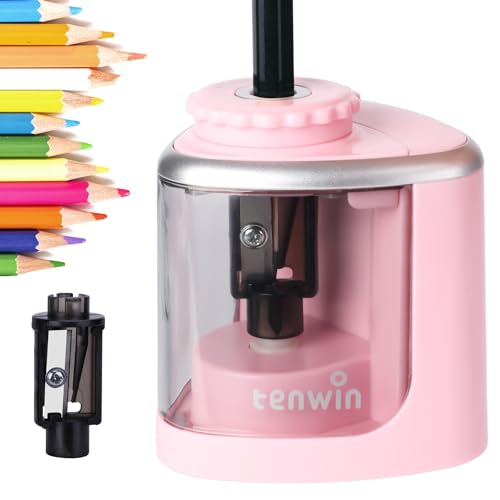 Tihoo tenwin Bleistiftspitzer, elektrischer Bleistiftspitzer mit langlebiger Klinge zum schnellen Anspitzen, batteriebetriebener automatischer Anspitzer für Bleistifte Nr.2/Farbstifte (6-8mm), Rosa von Tihoo