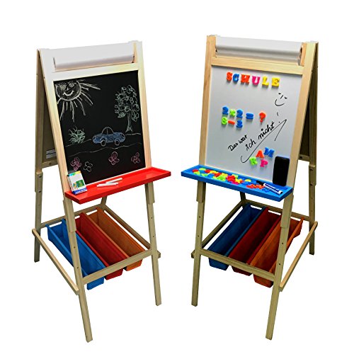 3-in-1 Kindertafel aus Holz - Holzstaffelei mit Kreidetafel - Whiteboard und Papierrolle, Magnettafel und Maltafel für Kinder - Staffelei kinder zum malen Höhenverstellbar und Robust 3-in-1 Kindertafel aus Holz - Holzstaffelei mit Kreidetafel - Whiteboard und Papierrolle, Magnettafel und Maltafel für Kinder - Staffelei kinder zum malen Höhenverstellbar und Robust von TikTakToo