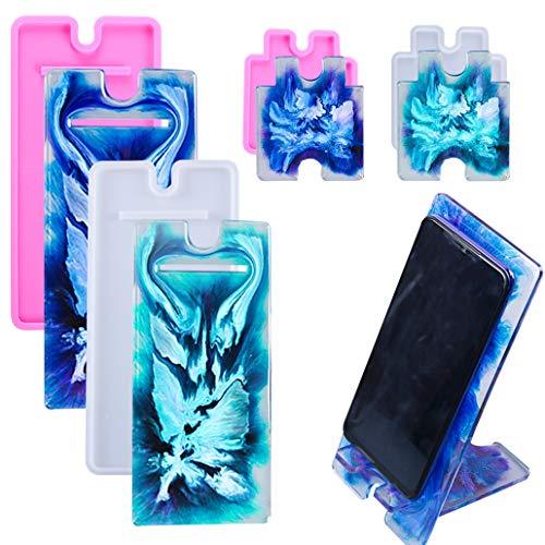 TikooTik 4 Pieces Handy Ständer Harzform Phone Stand Resin Mold Silikon Handyhalter Epoxy Gussformen Harz Telefonständer Form Silikonformen Epoxidharz Gießform von TikooTik