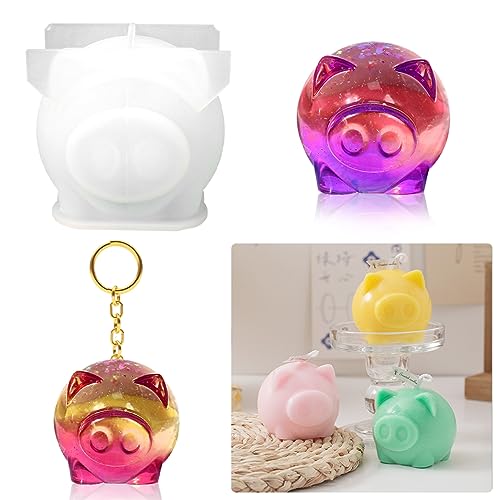 TikooTik Schweineformen Epoxidharz Formen 3D Tier Silikonformen Gießformen Schlüsselanhänger Harz Silikonform Epoxidharz Kleine Tierformen Resin Molds DIY Schmuck Anhänger Handwerk Dekoration von TikooTik