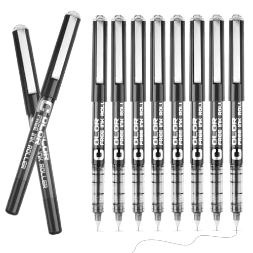 10 Stück Tintenroller Stifte, Kugelschreiber 0.5mm, Gel Pen Schwarz, Gel Kugelschreiber, Schnell Trocknend Gelstifte, Rollerball Pen, Gelschreiber, für Büro Schule von Tikplus