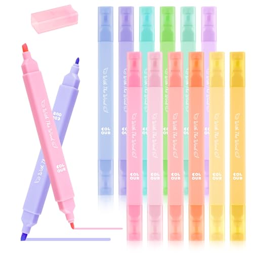 12 Stück Textmaker, Doppelkopf Textmarker Pastell, Highlighter Pen Marker Assorted Farben, Aesthetic Textmaker Set für Schulen Büros Studenten, Hervorheben von Tagebuch oder Notizbuch 12 Stück Textmaker, Doppelkopf Textmarker Pastell, Highlighter Pen Marker Assorted Farben, Aesthetic Textmaker Set für Schulen Büros Studenten, Hervorheben von Tagebuch oder Notizbuch von Tikplus