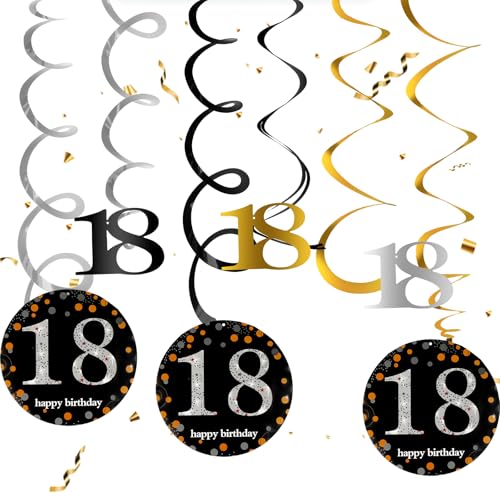 18 Geburtstag Deko, Spiral Luftschlangen Junge Mädchen, Doppel Spiralen Girland, Hängende Wirbel Dekoration für 18 Jahren Geburtstag 18th Jubiläum Partydeko 18 Geburtstag Deko, Spiral Luftschlangen Junge Mädchen, Doppel Spiralen Girland, Hängende Wirbel Dekoration für 18 Jahren Geburtstag 18th Jubiläum Partydeko von Tikplus