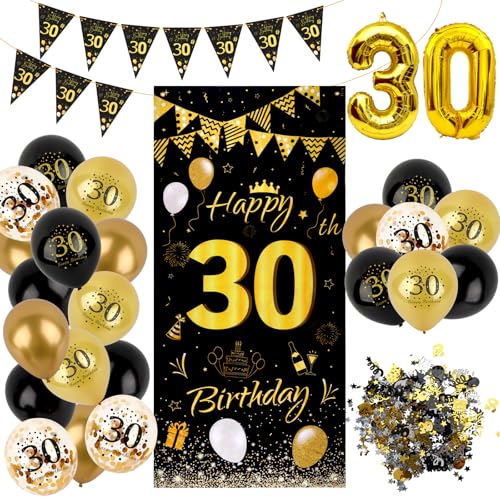 18 geburtstag deko, deko 18. geburtstag junge "Happy Birthday" geburtstagsbanner, luftballons 18 deko, Wimpelbanner Girlande Flagge, Konfetti 18. tischdeko, Geschenke für 18 jährige jungen (30s) von Tikplus