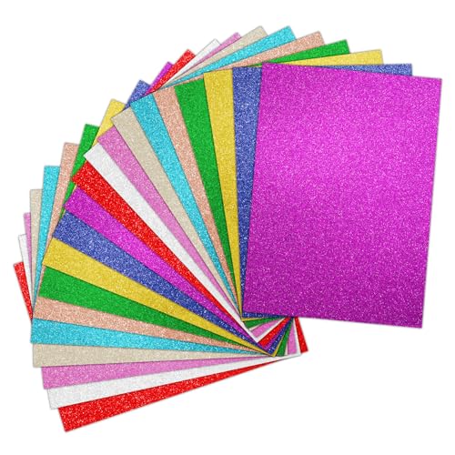 20 Blatt Glitzerpapier zum Basteln, 29.7 x 21 cm A4 Bunt Glitzer Papier mit Selbstklebend Wackelauge, 250g/m² Bastelpapier Glitzer Glitterkarton für Kinder DIY Grußkarten Scrapbooking 20 Blatt Glitzerpapier zum Basteln, 29.7 x 21 cm A4 Bunt Glitzer Papier mit Selbstklebend Wackelauge, 250g/m² Bastelpapier Glitzer Glitterkarton für Kinder DIY Grußkarten Scrapbooking von Tikplus