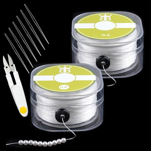 210m Nylonfaden Transparent, 0.6mm, 0.8mm Elastisch Gummiband für Armbänder, Elastisches Band, Perlen Faden mit Perlennadel und Schere, Faden Für Armbänder, für DIY, Armbänder 210m Nylonfaden Transparent, 0.6mm, 0.8mm Elastisch Gummiband für Armbänder, Elastisches Band, Perlen Faden mit Perlennadel und Schere, Faden Für Armbänder, für DIY, Armbänder von Tikplus