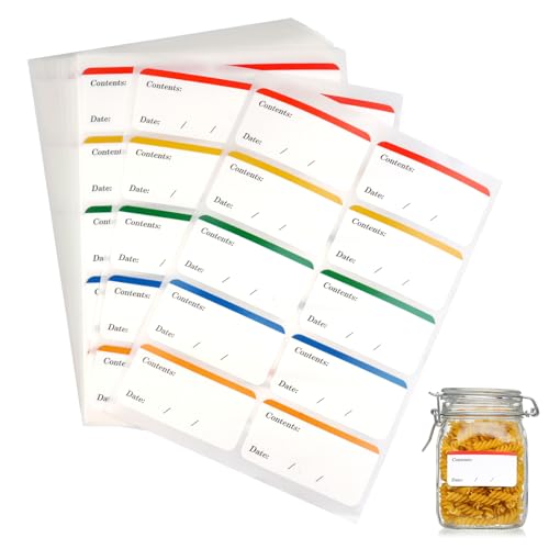 300 Stück Gefrieretiketten Ablösbar, 6x3cm Selbstklebend Etiketten Gefriergut, Gefrieretiketten zum Beschriften, Bunt Lebensmitteldatum Etiketten, Gefrieretiketten für Gläser Marmelade usw. von Tikplus