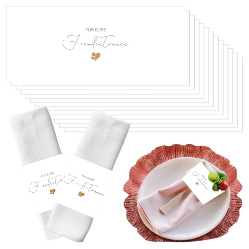 60 Stück Freudentränen Hochzeit Taschentücher, 13x5.5cm Freudentränen Hochzeit, Freudentränen Papiertaschentuch Banderole, Taschentücherbanderolen für Hochzeit(Taschentücher nicht enthalten) von Tikplus
