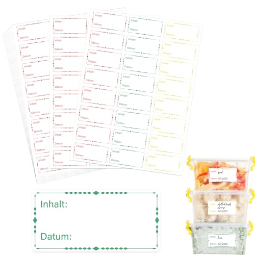 600 Stück Gefrieretiketten Ablösbar, 6x3cm Selbstklebend Etiketten zum Beschriften, Ablösbare Etiketten, Bunt Lebensmitteldatum Etiketten, Gefrieretiketten für Gläser Marmelade von Tikplus