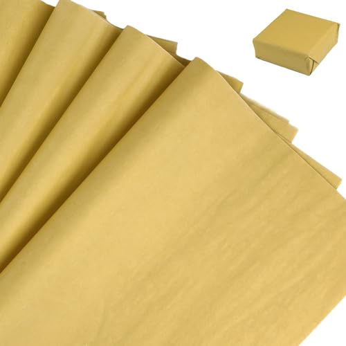 70x50cm Metallic Seidenpapier - Tikplus 60 Blatt Groß Geschenkpapier zum Verpacken, Transparentpapier Verpackungsmaterial, Bastelpapier zum Kreieren von Pompoms, Papierblumen, Tischdeko (Gold) von Tikplus