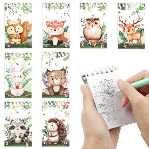 8 Stück Klein Notizblock, Waldtiere Mini Leer Notizblock Kinder mit Fuchs Waschbär Eichhörnchen Eule Hirsch Herbst Muster,Spiral Blöcke Party-mitgebsel Wald Geburtstag für kinder 8 Stück Klein Notizblock, Waldtiere Mini Leer Notizblock Kinder mit Fuchs Waschbär Eichhörnchen Eule Hirsch Herbst Muster,Spiral Blöcke Party-mitgebsel Wald Geburtstag für kinder von Tikplus
