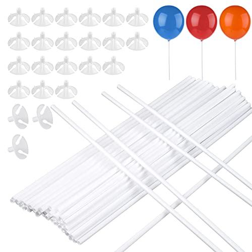 Ballonstangen Einzeln, Kunststoff Ballonstäbe 32cm, Weiß Stäbe Halter für Luftballons für Hochzeit, Geburtstag, Feiertage, Party Decor, Wiederverwendbar (50 PCS) von Tikplus