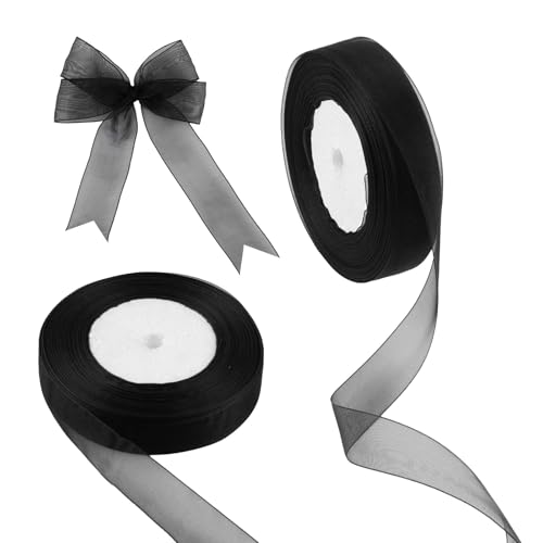 Chiffonband 45mx20mm,2 Rollen Schwarz Organzaband zum Basteln,Transparentes Schleifenband Geschenkverpackung Deko, Tüllband für Hochzeit Taufe Geburtstag Chiffonband 45mx20mm,2 Rollen Schwarz Organzaband zum Basteln,Transparentes Schleifenband Geschenkverpackung Deko, Tüllband für Hochzeit Taufe Geburtstag von Tikplus