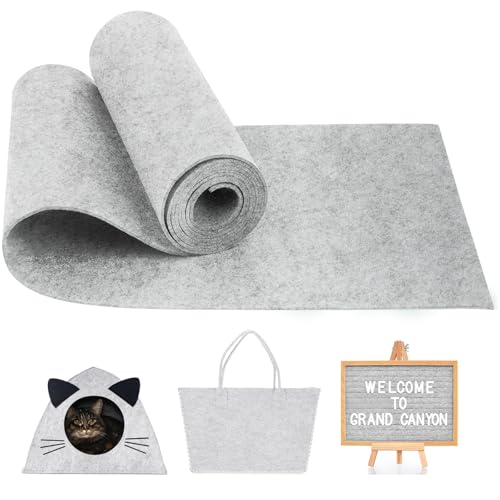 Filz Meterware, 300 x 30 cm Filzstoff 3 mm Dickes, Polyester Bastelfilz Filzmatte, Filzunterlage Grau für DIY Patchwork Nähen Basteln Handwerk Decoration (Grau) von Tikplus