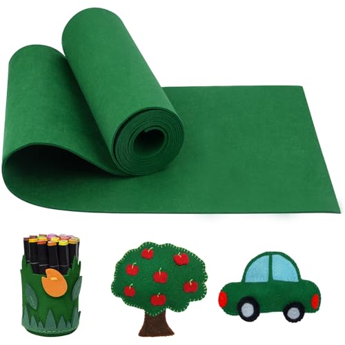 Filz Meterware, 300 x 30 cm Filzstoff 3 mm Dickes, Polyester Bastelfilz Filzmatte, Filzunterlage Grau für DIY Patchwork Nähen Basteln Handwerk Decoration (Grün) von Tikplus