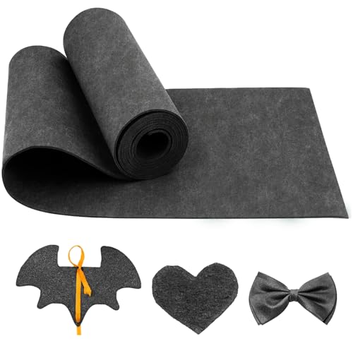 Filz Meterware, 300 x 30 cm Filzstoff 3 mm Dickes, Polyester Bastelfilz Filzmatte, Filzunterlage Grau für DIY Patchwork Nähen Basteln Handwerk Decoration (Schwarz) von Tikplus