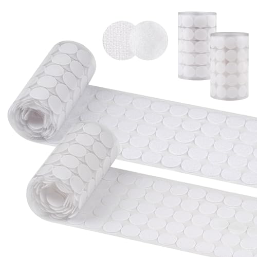 Klettpunkte Selbstklebend, 600 Stück, 20mm, Klett Klebepunkte, Rund Doppelseitig Klebende Klettverschluss, Rund Klettband Klettstreifen für Schule Lernmaterial, Weihnachtskarten, Klettmappen, Weiß von Tikplus