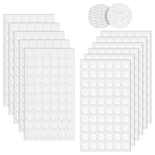 Klettpunkte Selbstklebend 15mm, 600 Stück Klett Klebepunkte, Rund Doppelseitig Klebende Klettverschluss für Papier, Kunststoff, Glas, Leder, Metall, Weiß von Tikplus