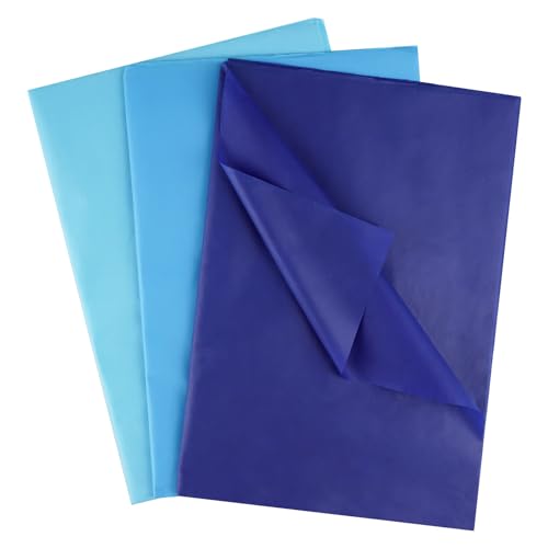 Seidenpapier, 50x35cm, 60Blatt, 14g Papier, Bastelpapier zum Basteln von Pompons, Papierblumen, Tischdekoration, Verpackt in Geschenktüten, Blau von Tikplus