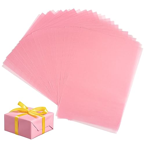 Seidenpapier - Tikplus 60 Blatt 30x21cm Geschenkpapier zum Verpacken, Transparentpapier Verpackungsmaterial, Bastelpapier zum Kreieren von Pompoms, Papierblumen, Tischdeko (Rosa) von Tikplus