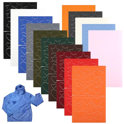 Selbstklebende Flicken für Stoff, Tikplus 12 Stück Nylon Reparatur Patches, Wasserdichte flicken Reparatur Stoff für Daunenjacke Zelt Schlafsack Regenmänteln, 20x10cm (Bunt-15 Stück) von Tikplus