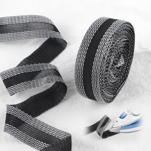 Tikplus 10M Saumband zum Aufbügeln, Kleidung Saumband Selbstklebend, Hose Kürzen Ohne Nähen, Kleidung AufbüGeln Klebeband, Bügelband Hose Kürzen für Hosen, Stoffe - Schwarz von Tikplus