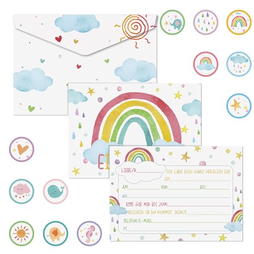 Tikplus Einladungskarten Kindergeburtstag Mädchen Jungen,12 Einladungskarten Geburtstag, Regenbogen Kindergeburtstag Einladungskarte mit Umschlag, Party Einladungskarten für Schulkind, Kinder Tikplus Einladungskarten Kindergeburtstag Mädchen Jungen,12 Einladungskarten Geburtstag, Regenbogen Kindergeburtstag Einladungskarte mit Umschlag, Party Einladungskarten für Schulkind, Kinder von Tikplus