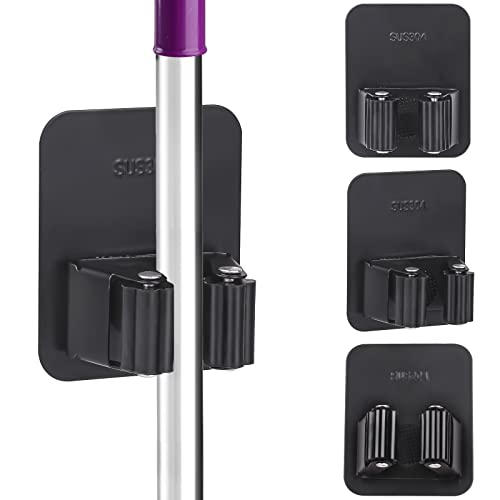 Tikplus Mopp-Besen-Halter, 3 Stück, schwarz, selbstklebend, Edelstahl, ohne Bohren, Gartenwerkzeug-Organizer für Badezimmer, Küche, Büro, Schrank, Garage Tikplus Mopp-Besen-Halter, 3 Stück, schwarz, selbstklebend, Edelstahl, ohne Bohren, Gartenwerkzeug-Organizer für Badezimmer, Küche, Büro, Schrank, Garage von Tikplus