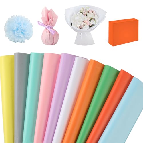 Tikplus Seidenpapier 100 Blatt,10 Farben Buntes Bastelpapier 50x35cm, Transparentpapier für Pompons,Papierblumen,Geschenkverpackung, Verpackt in Geschenktüten Tikplus Seidenpapier 100 Blatt,10 Farben Buntes Bastelpapier 50x35cm, Transparentpapier für Pompons,Papierblumen,Geschenkverpackung, Verpackt in Geschenktüten von Tikplus
