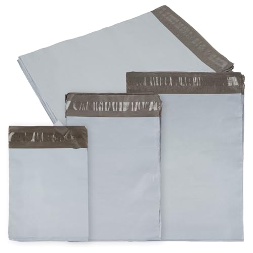 Versandtaschen Warensendung, Etwa 100 Stück Versandtüten, Versandbeutel mit Selbstklebeverschluss, Wasserdichte Shipping Bags, Plastik Versandtüten für Kleidung(3 Größen) von Tikplus