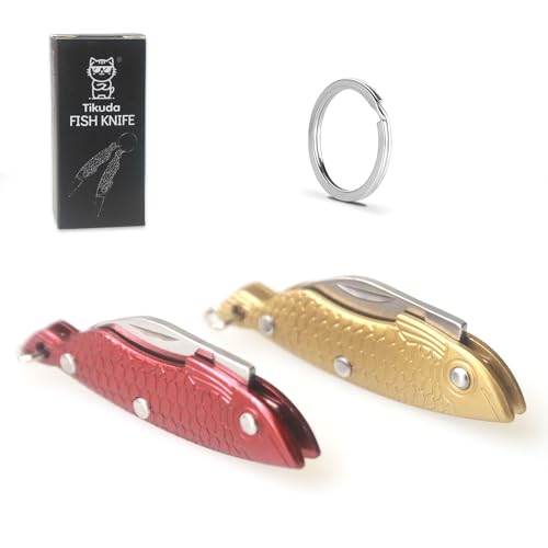 Tikuda Fischmesser 2PCS, Taschenmesser Key Knife Klein, Klappmesser Schlüsselanhänger, Mini Messer Brieföffner, Schlüsselmesser Paketmesser aus Edelstahl, EDC OutdoorMesser Mit Schlüsselring Tikuda Fischmesser 2PCS, Taschenmesser Key Knife Klein, Klappmesser Schlüsselanhänger, Mini Messer Brieföffner, Schlüsselmesser Paketmesser aus Edelstahl, EDC OutdoorMesser Mit Schlüsselring von Tikuda