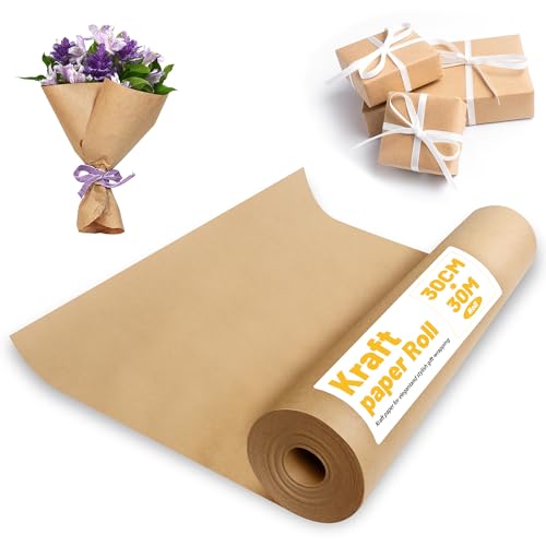 Braun Kraftpapier 30cmx30m Geschenkpapier Kraftpapierrolle 80g/m² für Verpackung, Kunsthandwerk, Packpapier, Geschenkpapier rolle, Verpackungsrolle für Post, Pakete Braun Kraftpapier 30cmx30m Geschenkpapier Kraftpapierrolle 80g/m² für Verpackung, Kunsthandwerk, Packpapier, Geschenkpapier rolle, Verpackungsrolle für Post, Pakete von Tikxlafe
