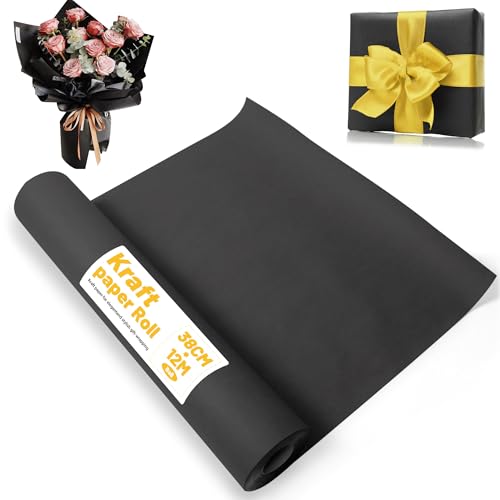 Kraftpapier 38cmx12m Geschenkpapier Kraftpapierrolle 80g/m² für Verpackung, Kunsthandwerk, Packpapier, Geschenkpapier rolle, Verpackungsrolle für Post, paketpapier Schwarz Kraftpapier 38cmx12m Geschenkpapier Kraftpapierrolle 80g/m² für Verpackung, Kunsthandwerk, Packpapier, Geschenkpapier rolle, Verpackungsrolle für Post, paketpapier Schwarz von Tikxlafe