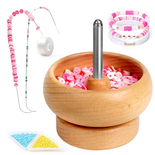 Tilhumt Perlen-Spinner-Set zur Schmuckherstellung - Rotierendes Set Mit Tabletts, Schaufel und 2 Nadeln Mit Großem Auge für Rocailleon-Perlen Tilhumt Perlen-Spinner-Set zur Schmuckherstellung - Rotierendes Set Mit Tabletts, Schaufel und 2 Nadeln Mit Großem Auge für Rocailleon-Perlen von Tilhumt