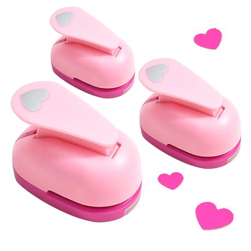 Tilizan 3 Stück Motivlocher Stanzer, Papierstanzer, Set Ausstanzer, Motivstanzer Kinder, Stanzer 10/15/25mm für DIY-Geschenkkarten, Basteln, Scrapbooking, Fotos, Grußkarten (Heart) von Tilizan