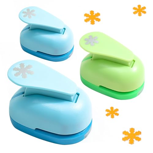 Tilizan 3 Stück Motivlocher Stanzer, Papierstanzer, Set Ausstanzer, Motivstanzer Kinder, Stanzer 10/15/25mm für DIY-Geschenkkarten, Basteln, Scrapbooking, Fotos, Grußkarten (Schneeflocke) von Tilizan