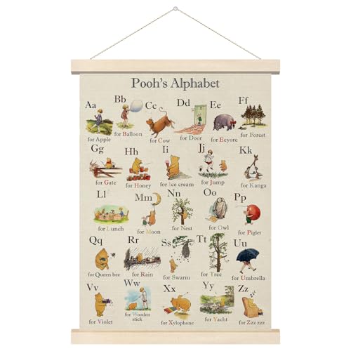 Tillfuru Winnie Alphabet-Aufhängerrahmen, klassische Pooh-Wanddekorationen, Kinderzimmer-Wanddekoration, Pooh's ABC-Poster, Alphabet-Wanddekoration, für Klassenzimmer, Kinderzimmer, Wohnzimmer, 30,5 x Tillfuru Winnie Alphabet-Aufhängerrahmen, klassische Pooh-Wanddekorationen, Kinderzimmer-Wanddekoration, Pooh's ABC-Poster, Alphabet-Wanddekoration, für Klassenzimmer, Kinderzimmer, Wohnzimmer, 30,5 x von Tillfuru