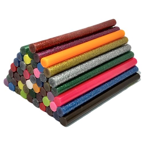 Tilswall 50 Stück Heißklebesticks 7 * 100mm, Farbige Heissklebepistole Klebesticks, Heißklebestift, Mini-Klebepistole Sticks, für DIY, Kunst, Handwerk, 16 Farben Glue. von Tilswall