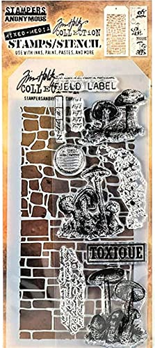 Tim Holtz Collection Stamper's Anonymous Tim Holtz Ziegel und Steine mit Pilzen, gemischte Medien, Stempel und Schablonen-Set THMM112 Tim Holtz Collection Stamper's Anonymous Tim Holtz Ziegel und Steine mit Pilzen, gemischte Medien, Stempel und Schablonen-Set THMM112 von Tim Holtz Collection