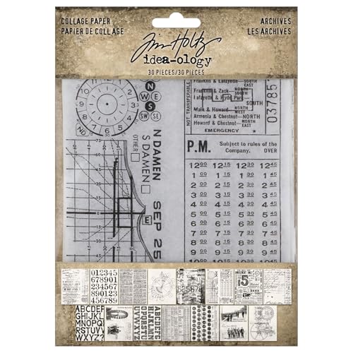 Collage Paper Archives Tim Holtz Idealogie, 30 Stück von Tim Holtz Idea-ology