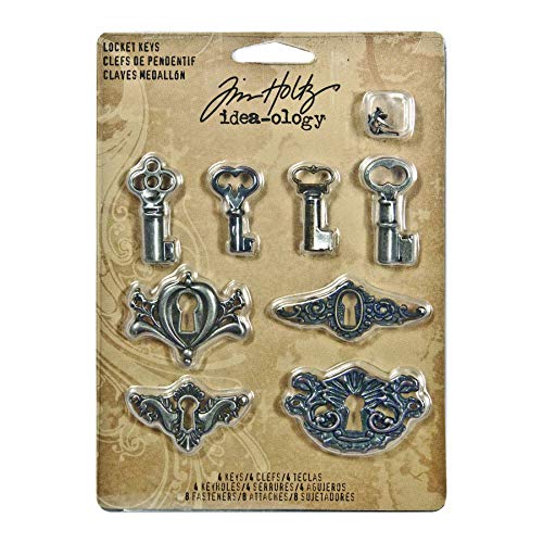 Tim Holtz TH92822 idea-ology Locket Keys Embellishments, Pack of 8,, Copper von Tim Holtz