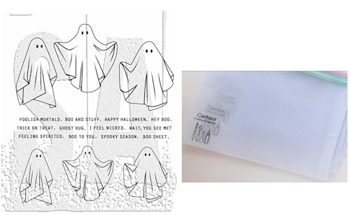 Tim Holtz Stampers Anonymous Spooky Spirits Haftstempel, CMS492, Carnora Netz-Aufbewahrungstasche von Tim Holtz