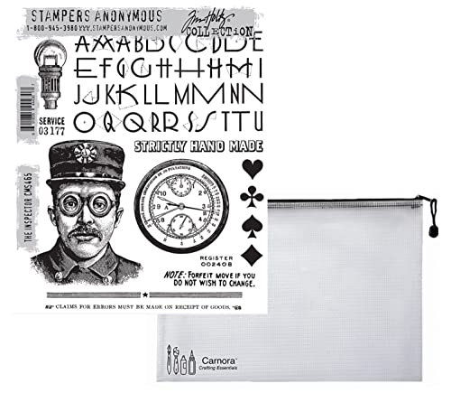 Tim Holtz Stampers Anonymous The Inspector Cling Stamp + Carnora Mesh Aufbewahrungstasche, Version April 2023 (CAR2CMS465) von Tim Holtz