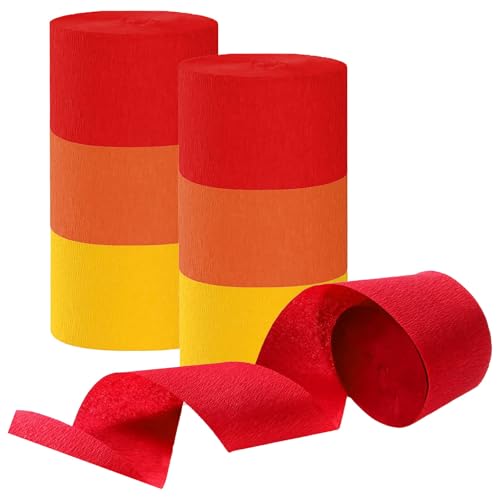 Orange und Gelb und Rot Krepppapier Luftschlangen Party Luftschlangen Dekorationen für verschiedene Party Festival Dekorationen 6 Rollen von Tim&Lin
